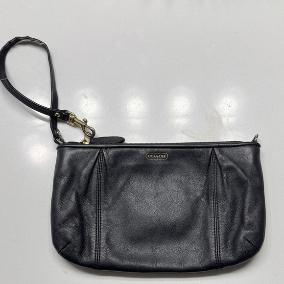 Coach Black Leather Wristlet - Picture 1 of 5